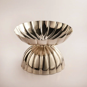 Design fabuleux accrocheur bol de service fini en aluminium de couleur or et blanc avec forme ronde pour bol d'utilisation de vaisselle de cuisine - Product Image 6