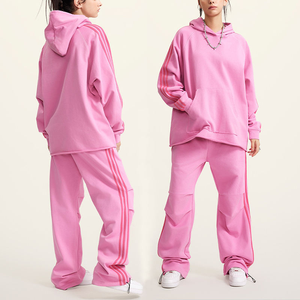 Conjunto de Pantalones y Sudadera con Capucha de Lona para Mujer, Color Sólido, Corte Regular, Formal, Invernal, Transpirable, de Alta Calidad, Dos Piezas, 2025 - Product Image 2