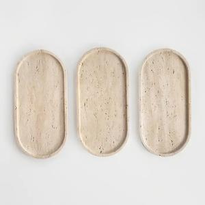 Bandeja Decorativa Ovalada de Piedra Travertino con Acabado Natural Liso para Decoración Moderna del Hogar y Elegante Exhibición en Encimera - Product Image 4
