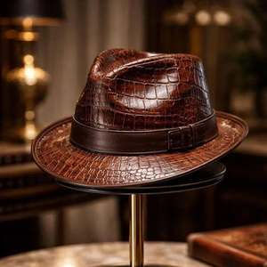 Chapeau en cuir d'alligator véritable, chapeau de cowboy de luxe, chapeau western en cuir exotique, chapeau de cowboy en alligator fait main - Product Image 3