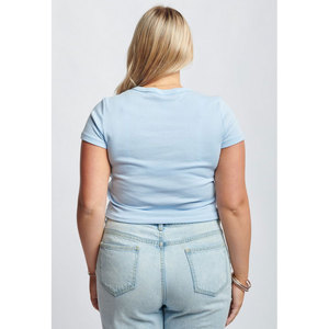 1010 femmes micro côtes bébé t-shirt personnalisé bébé fille haut court femmes été basique t-shirt mince ajusté recadrée bébé t-shirt - Product Image 5