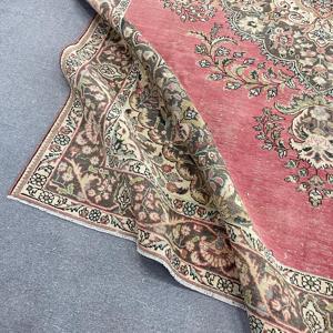 Turkish <b>Red</b> Patchwork <b>Wool</b> Rug Eco Friendly Traditional Design Latex Backing Medium Pile KayraHome 9.2x12.2 ft - Product Image 4