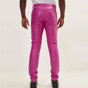 Pantalons en cuir pour hommes en gros, haute qualité, imperméables, écologiques, logo personnalisé, légers, coupe droite, taille mi-haute, devant plat - Product Image 3