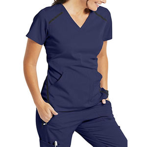 Offre Spéciale jogger à manches courtes infirmière gommages médicaux ensemble femmes uniformes d'hôpital Logo personnalisé col en V - Product Image 6