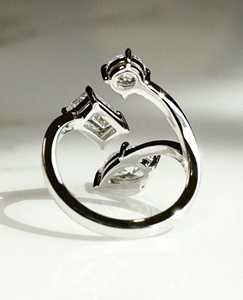 Romántico pera Esmeralda redondo Moissanite diamante banda abierta anillo Original 925 Plata para fiesta de aniversario promesa regalo anillo fino - Product Image 3