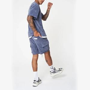 Ensemble de vêtements unisexe pour hommes 100% coton T-shirts et shorts délavés au soleil Vêtements de jogging respirants pour les activités de plein air - Product Image 4