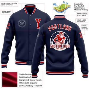 Blouson aviateur personnalisé bleu marine rouge-blanc veste Varsity Letterman coupe-vent streetwear veste universitaire vintage pour homme - Product Image 3