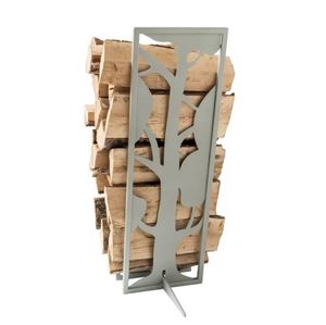 Rack à bûches en métal gris Design durable Parfait pour le stockage direct du bois de chauffage extérieur et les accessoires de cheminée - Product Image 2