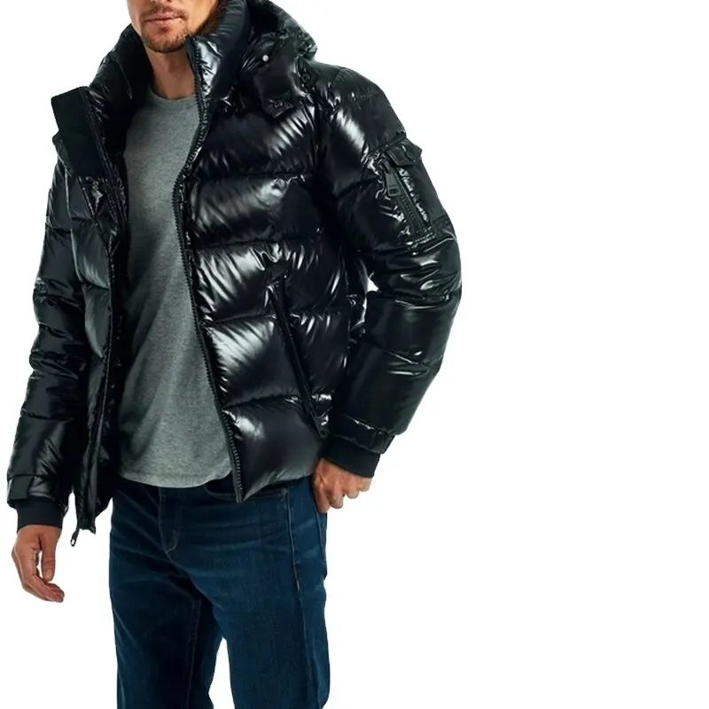 2022 Fashionable Style Men's Puffer quilted Jacket Promotional Fashion Shiny Winter Coat Men Black Puffer Ja