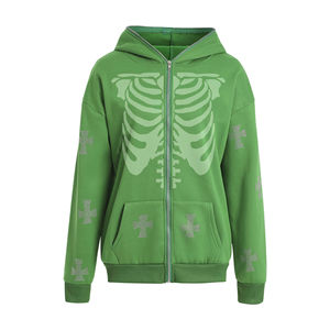 2025 New Arrival Streetwear Women <b>Zipper</b> Rhinestone Hoodie Regular Sleeve Soft Thick Fleece Hoodie - Product Image 6