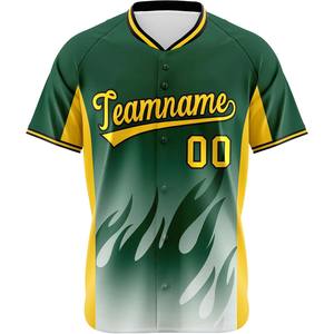 Camiseta de béisbol con gráfico de sublimación personalizada, camiseta de softbol con botones, tela de malla, equipo de ajuste juvenil, aparejos bordados, Sarga de EE. UU. - Product Image 1