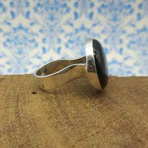 925 Sterling Silver Trendy Ring Onyx Champignon Conception Naturel Noir Bohème Style Épais Bande De Mariage Diamant Perle Parties - Product Image 3