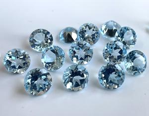 บุษราคัมสีฟ้าท้องฟ้าธรรมชาติตัด7มม. รอบเหลี่ยมเพชรพลอย-หลวมท้องฟ้าสีฟ้าบุษราคัมรอบ - Product Image 6