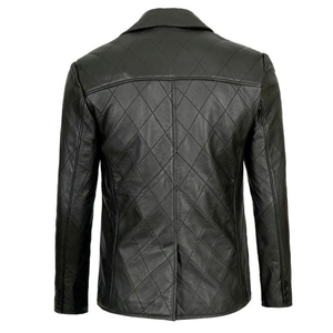 แจ็กเก็ตหนังลายควิลท์สำหรับผู้ชายเสื้อโค้ทฤดูหนาวลำลองปิดซิปด้านหน้ามีซิปปิดกันลมเป็นมิตรกับสิ่งแวดล้อม - Product Image 2