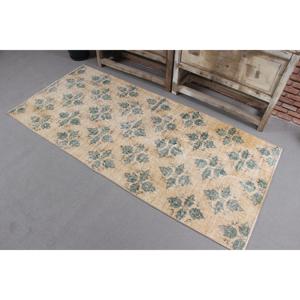 Turkish Vintage Rug, <b>Runner</b> 2.3x6.2 ft (71x190 cm) Rug, <b>Green</b> Southwestern Wool Rug - Product Image 2