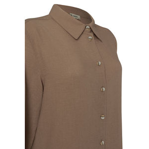 Chemise en popeline simple et élégante Camel Basic Bluz - Product Image 3