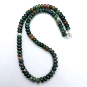 Handcrafted Bloodstone Beads 8mm <b>Necklace</b> Silver Adjustable <b>Chain</b> <b>Fine</b> Beaded <b>Necklaces</b> - Product Image 1