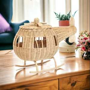 Faible coût nouveau arrivé hélicoptère rotin jouet panier naturel fabriqué à la main en osier rotin panier enfant jouet décoration jouet en gros - Product Image 5