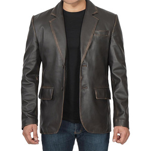 Veste en cuir vintage pour homme Skinjacket, coupe ajustée, élégante, hiver, logo personnalisable sur le devant, respirante, séchage rapide, fermeture éclair - Product Image 3