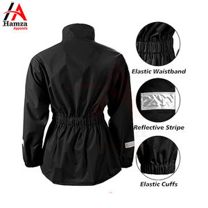 Conjunto de Chaqueta y Pantalones Impermeables y Cortavientos Unisex Negros, Cuello Alto, Diseño Reflectante, Trajes de Motocicleta Ligeros y Transpirables - Product Image 5