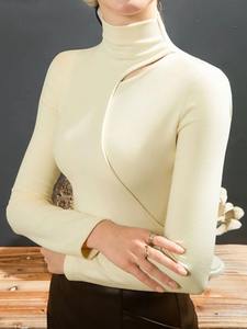 Pulls décontractés pour femmes, col roulé, manches longues, hauts chauds avec col semi-haut, chemise d'hiver, mode pour femmes - Product Image 4