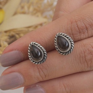 925 solide en argent Sterling fait à la main pierres précieuses fumé topaze Spinner boucles d'oreilles cadeau de mariage bijoux pour femmes et filles 925 estampillé - Product Image 4