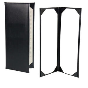 Couvertures de Menu en cuir de couleur noire prix bon marché 2 vues couvertures de Menu en cuir véritable/couverture de Menu de stations et d'hôtel en cuir - Product Image 2