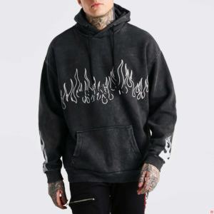 Haute qualité 100% coton français éponge lavé à l'acide sweats à capuche hommes Logo personnalisé impression chaude en gros hiver mode - Product Image 1