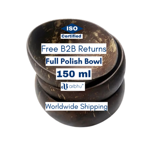 ชามมะพร้าวขัดเงาอย่างดี ขนาด 150 มล. ผิวเรียบ ชามใส่เครื่องปรุงขนาดเล็ก ปราศจากขยะ ใช้ซ้ำได้ ผลิตด้วยมืออย่างประณีต - Product Image 1