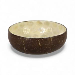 Bol en nacre de coco laqué fait à la main, incrustation de coquille naturelle, accessoire décoratif écologique pour l'intérieur - Product Image 1