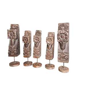 Soporte de Madera Vintage Indio, Tallado a Mano, Decoración Arquitectónica de Pared, Estilo Rústico Antiguo para Interiores del Hogar, Combinación Variada, 1 Unidad - Product Image 4