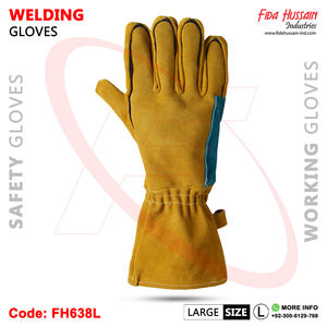 Guantes de soldadura anticorte al por mayor de alta calidad Guantes de soldadura resistentes al calor de puño largo de alta calidad Guantes de cuero de Pakistán - Product Image 4