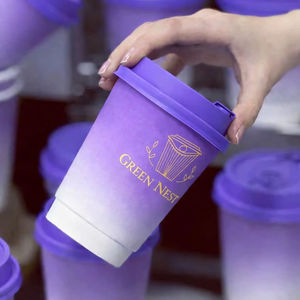 Gobelet en papier jetable GREEN NEST à paroi simple en PE, matériau écologique de qualité alimentaire pour boissons chaudes/froides avec impression de logo personnalisée - Product Image 1
