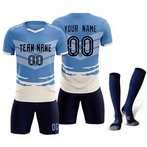 Camiseta de fútbol de equipo retro, calcetines de agarre de fútbol, <span class=keywords><strong>Kelme</strong></span> personalizado para hombres, conjunto de uniforme azul y blanco de Francia, camiseta de fútbol azul y amarilla - Product Image 1