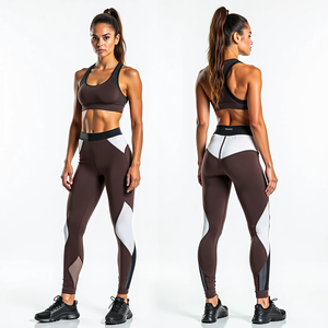 Ensemble de yoga fitness pour femmes, automne-hiver, soutien-gorge et leggings confortables sans couture en tissu respirant avec logo sur le devant - Product Image 1