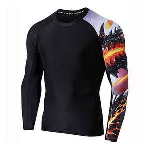 MMA Rash Guard Tops pour hommes Compression personnalisée Chemise à manches longues Rashguard haute performance pour l'entraînement BJJ Grappling - Product Image 4