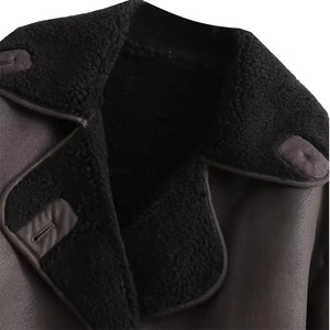 Thin Sheep Skin <b>Leather</b> Jackets for Men Autumn Winter Warm Wool Blends Knitted <b>Coats</b> Demi-season Plush Outerwear - Product Image 6