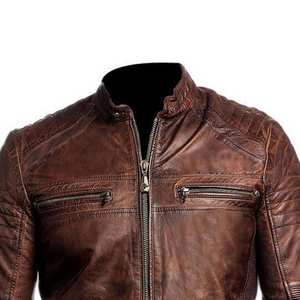 Veste en cuir pour homme, nouvelle collection automne-hiver, col montant, coupe slim, couleur unie, veste en cuir tendance pour homme - Product Image 5