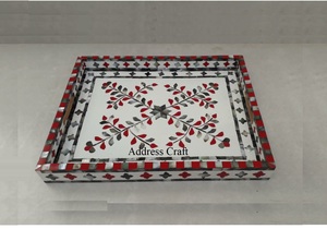 Prix raisonnable incrustation d'os naturel plateau décoratif Style marocain incrustation d'os plateau de service décor à la maison plats de service assiettes plateau - Product Image 3