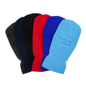 Vente en gros de masque de cyclisme de ski tricoté à 2 trous cagoule chaude d'hiver avec impression bouffante pour le sport - Product Image 3