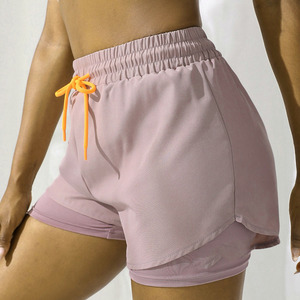 Pantalones cortos deportivos de cintura alta para mujer, venta al por mayor, de alta calidad, de secado rápido, transpirables, antiexposición, pantalones cortos deportivos de doble capa - Product Image 1