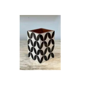 Portalápices de Mosaico con Incrustaciones de Hueso y Cuerno de Alta Calidad, Cuerno en Negro y Hueso en Blanco, por Saniya Handicraft - Product Image 2