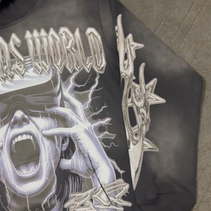 Sudadera con Capucha Personalizada OEM, Estilo Casual Urbano, Tema de Banda de Rock, Lavado Ácido Decolorado al Sol, Impresión Digital para Hombre - Product Image 3