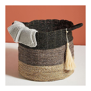Premium Quality Seagrass Decorative <b>Basket</b> Unique Handwoven Design for Stylish Home, Kitchen & Dining <b>Table</b> Storage - Product Image 2