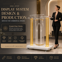 Podio de Iglesia Acrílico Transparente con Columna Dorada, Atril para Bodas y Eventos, Soporte para Discursos Personalizado con Ruedas