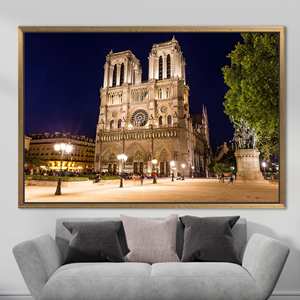 Toile d'art élégante sur le thème de Paris - Art mural imprimé représentant un paysage urbain, 1P : encadré doré - Product Image 1