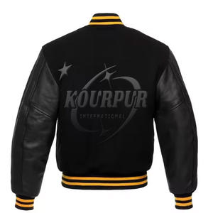 Varsity Baseball Blouson aviateur léger Support personnalisé Couleur noire Texte Logo Style Letterman - Product Image 4