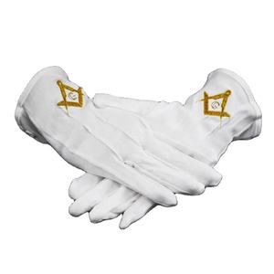 Guantes Regalia de Masones de iglesia de alta calidad, guantes bordados de mano de algodón blanco masónico de maestros pasados - Product Image 3