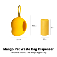 Distributeur de sacs à déjections canines en silicone en forme de mangue créatif avec mousqueton, accessoire de promenade en extérieur, OEM