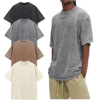 T-shirt tricoté surdimensionné vintage délavé à l'acide personnalisé, vente en gros, 100% coton 240 g/m² épais, vierge pour impression et broderie